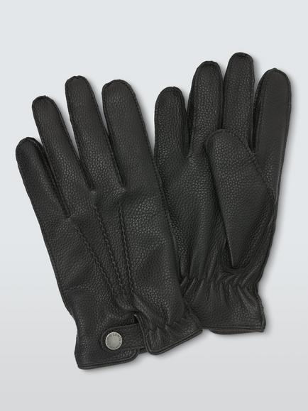 John Lewis Cashmere Lined Leather Gloves, Black