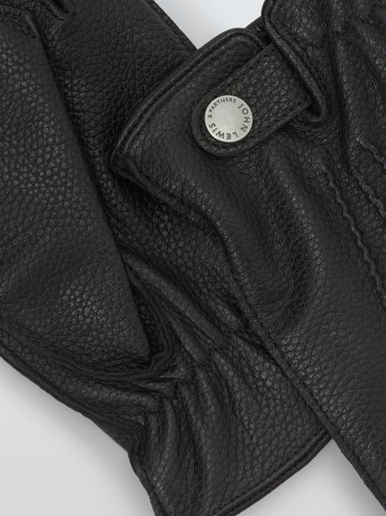 John Lewis Cashmere Lined Leather Gloves - view 2, Black