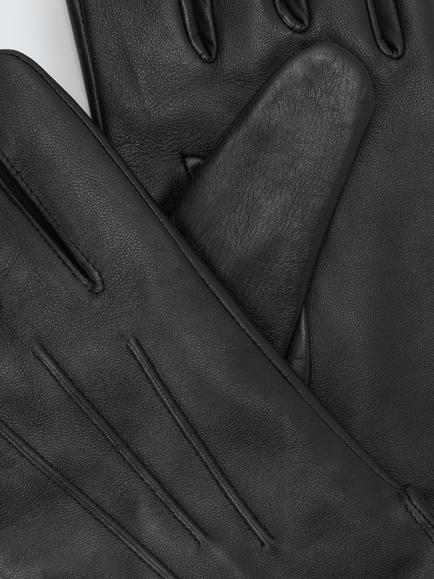 John Lewis Fleece Lined Leather Gloves - view 2, Black