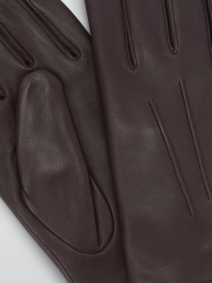 John Lewis Fleece Lined Leather Gloves - view 2, Brown