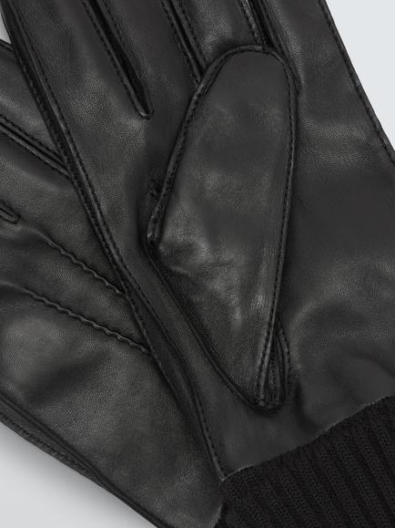 John Lewis Merino Wool Lined Leather Gloves - view 2, Black