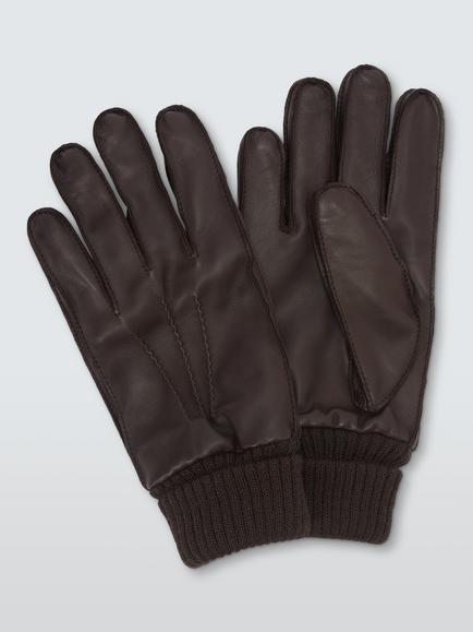 John Lewis Merino Wool Lined Leather Gloves, Brown