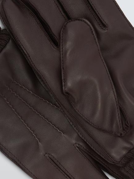 John Lewis Merino Wool Lined Leather Gloves - view 2, Brown