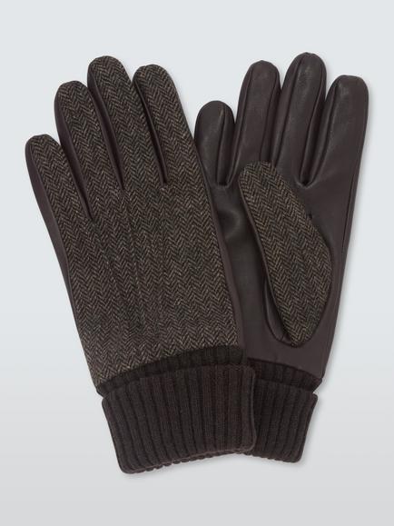 John Lewis Leather Wool Blend Gloves, Brown