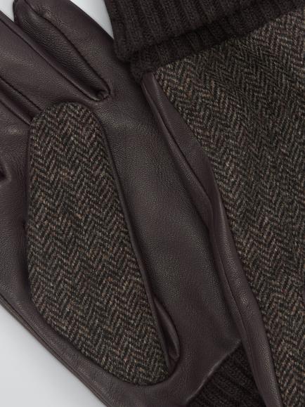 John Lewis Leather Wool Blend Gloves - view 2, Brown