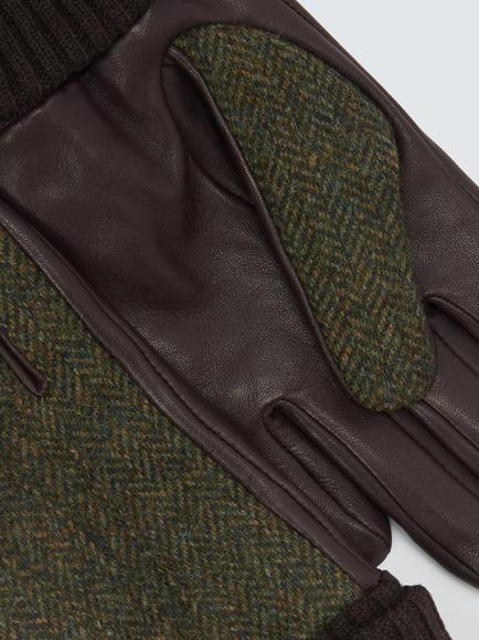 John Lewis Leather Wool Blend Gloves - view 2, Green