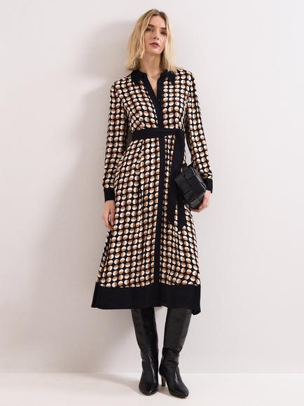 Phase Eight Naomi Spot Print Shirt Midi Dress, Neutral/Multi, Neutral/Multi