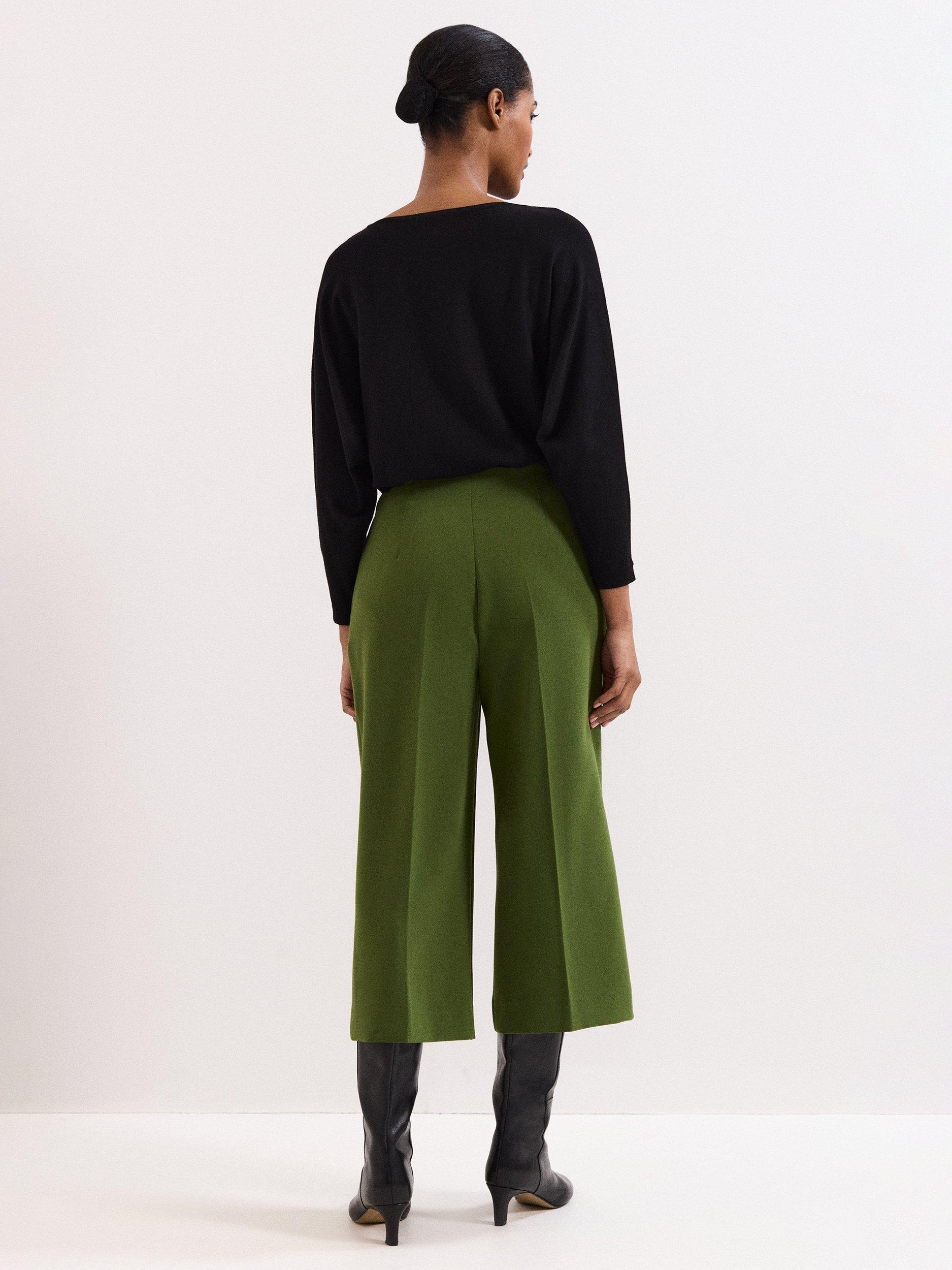Product image 2 of 6, which shows Phase Eight Aubrielle Tailored Culottes, Green, 10