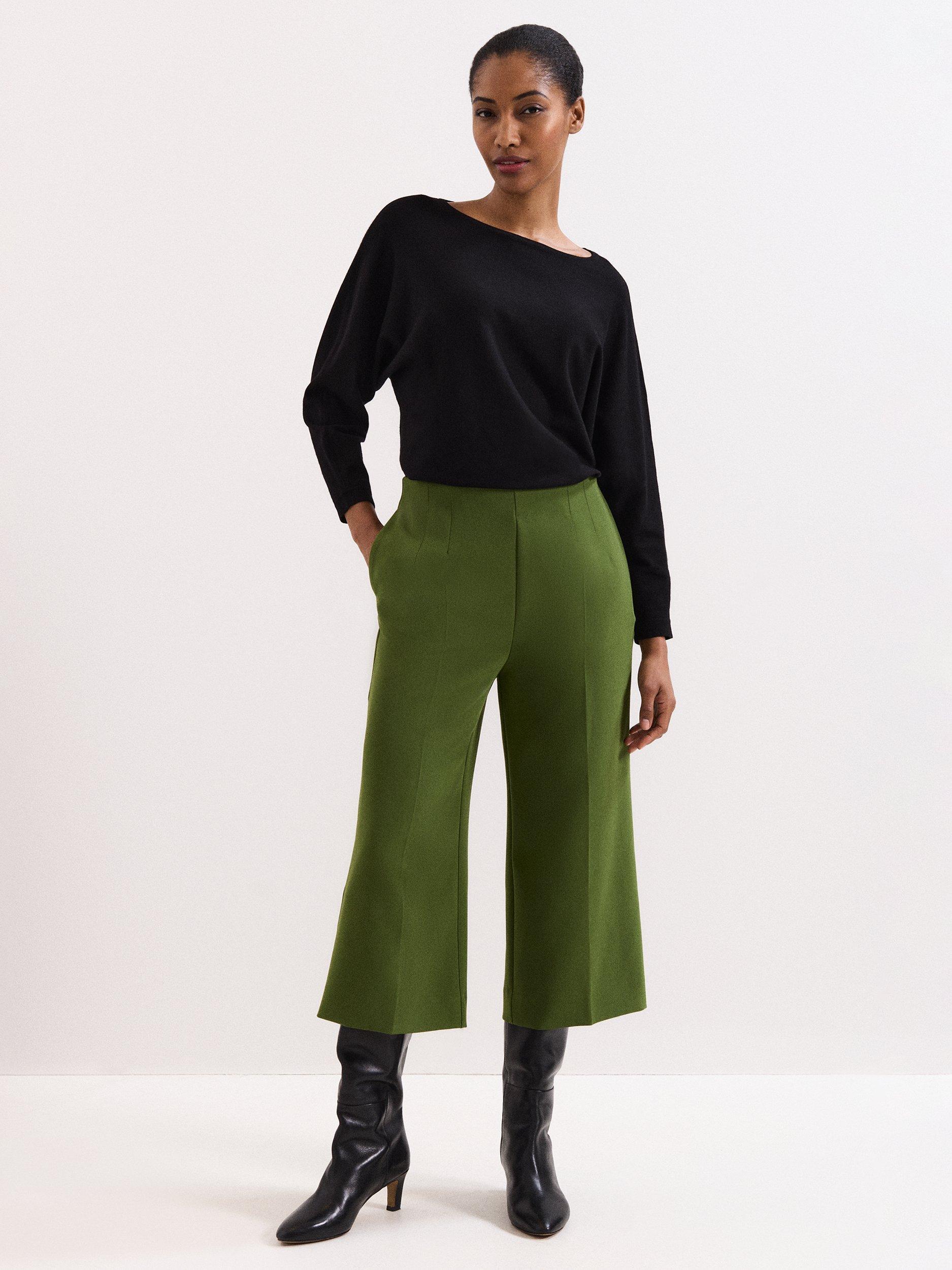 Product image 3 of 6, which shows Phase Eight Aubrielle Tailored Culottes, Green, 10
