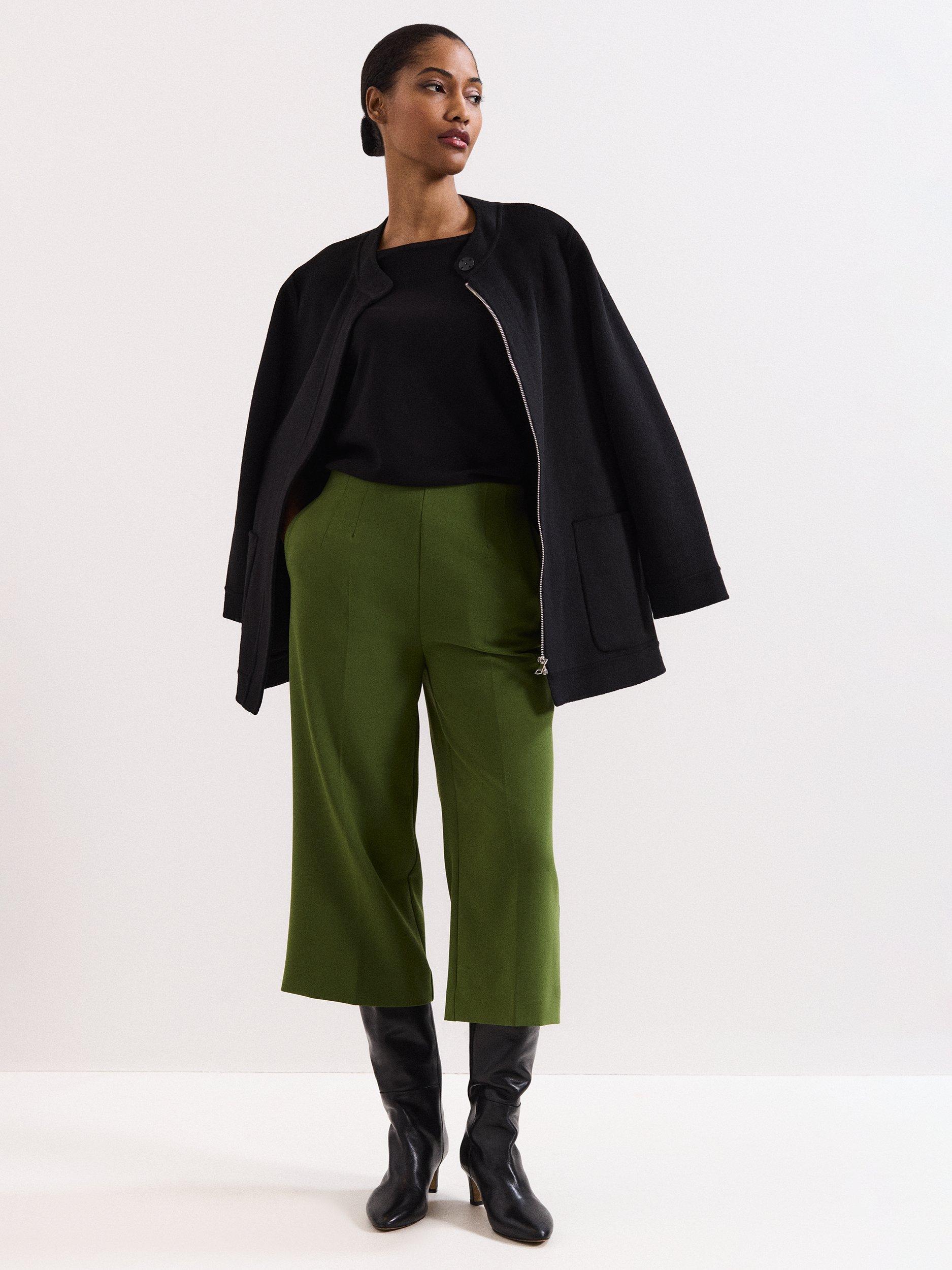Product image 6 of 6, which shows Phase Eight Aubrielle Tailored Culottes, Green, 10