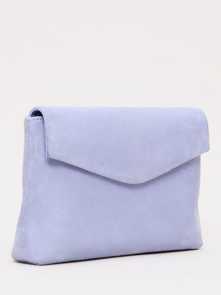 Phase Eight Suede Clutch Bag - view 2, Pale Blue