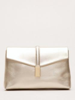 Phase Eight Trim Detail Pure Leather Clutch Bag, Gold, Gold