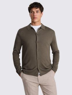 Moss Merino Wool Blend Knit Shirt, Dark Taupe