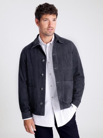 Moss Suede Shacket, Navy