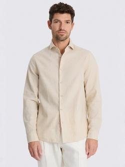 Moss Cotton Linen Blend Regular Fit Shirt, Neutral