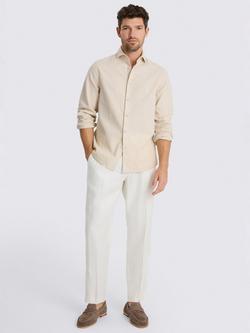 Moss Cotton Linen Blend Regular Fit Shirt - view 2, Neutral