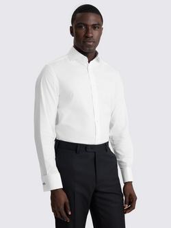 Moss Dobby Cotton Blend Tailored Fit Shirt, White, White