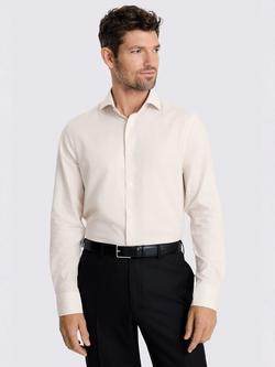 Moss Cotton Blend Regular Fit Melange Shirt, Neutral, Neutral