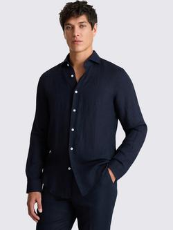 Moss Linen Regular Fit Shirt, Navy