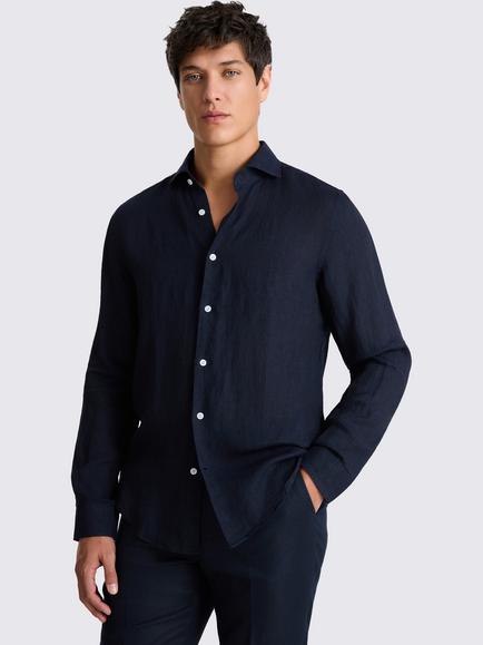 Moss Linen Shirt, Navy