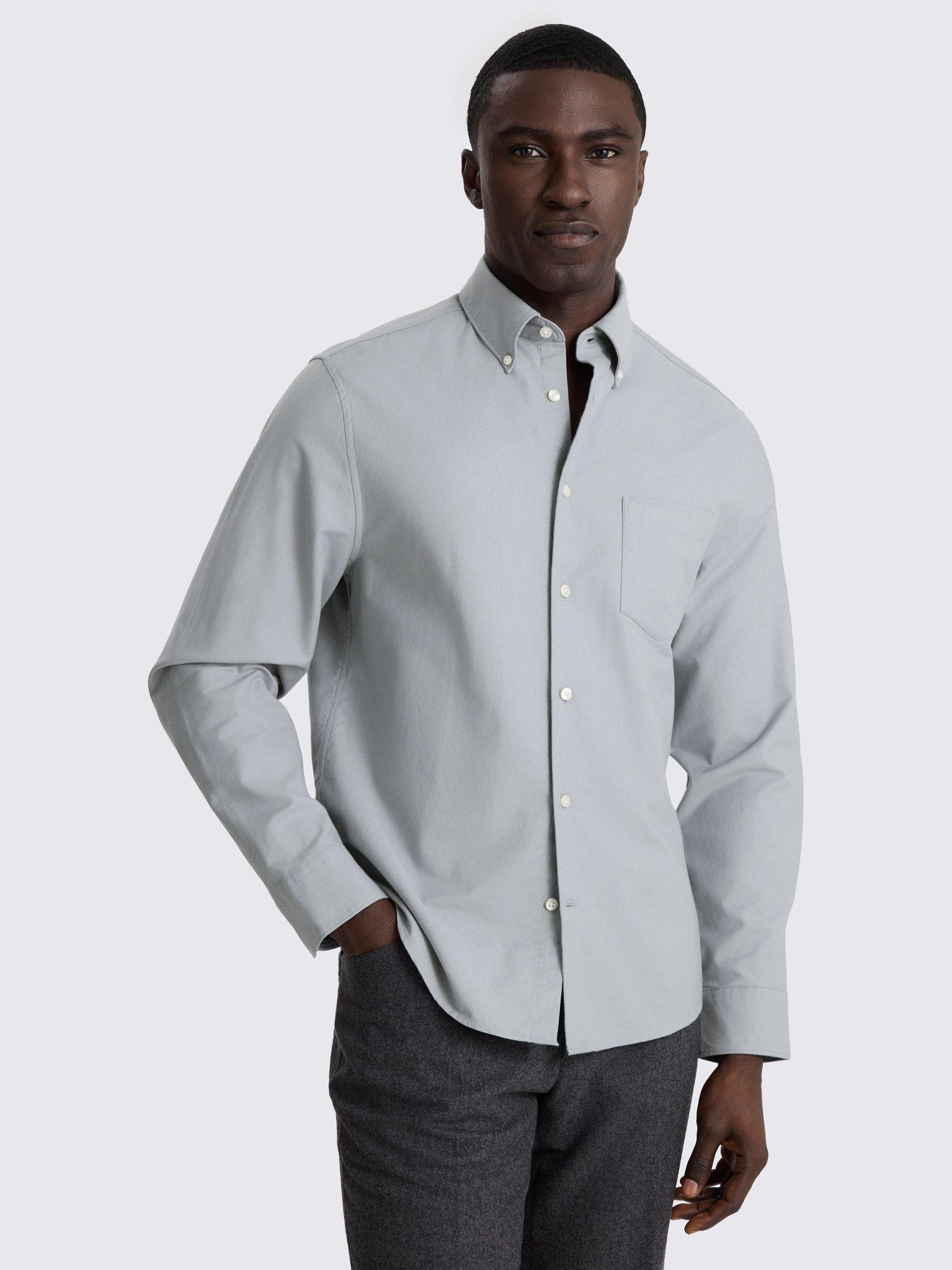 Product image 1 of 4, which shows Moss Cotton Regular Fit Oxford Shirt, Mid Blue, S