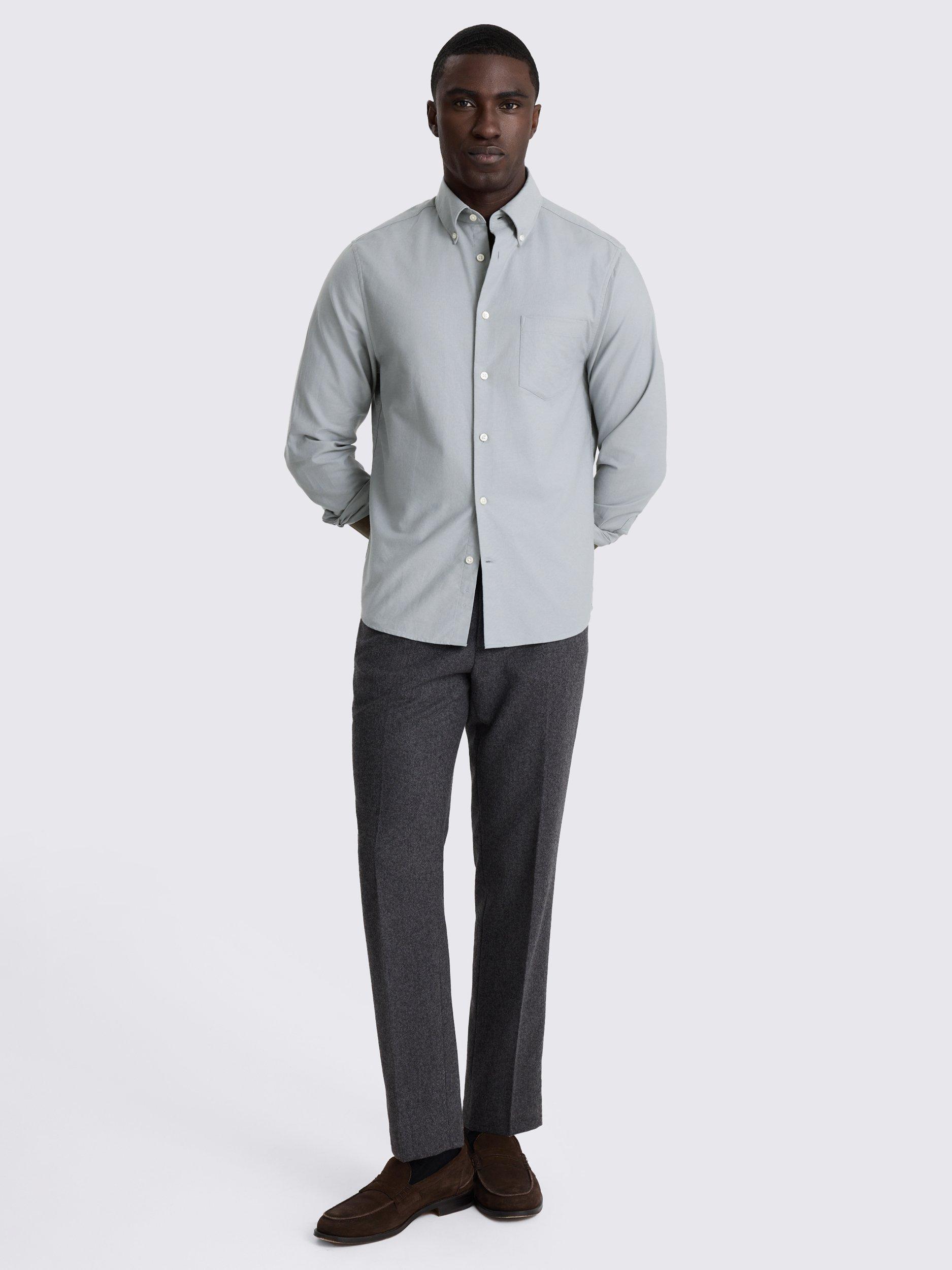 Product image 2 of 4, which shows Moss Cotton Regular Fit Oxford Shirt, Mid Blue, S