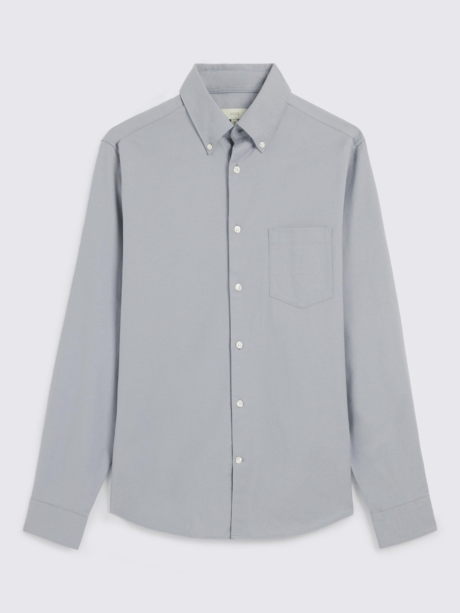 Product image 4 of 4, which shows Moss Cotton Regular Fit Oxford Shirt, Mid Blue, S