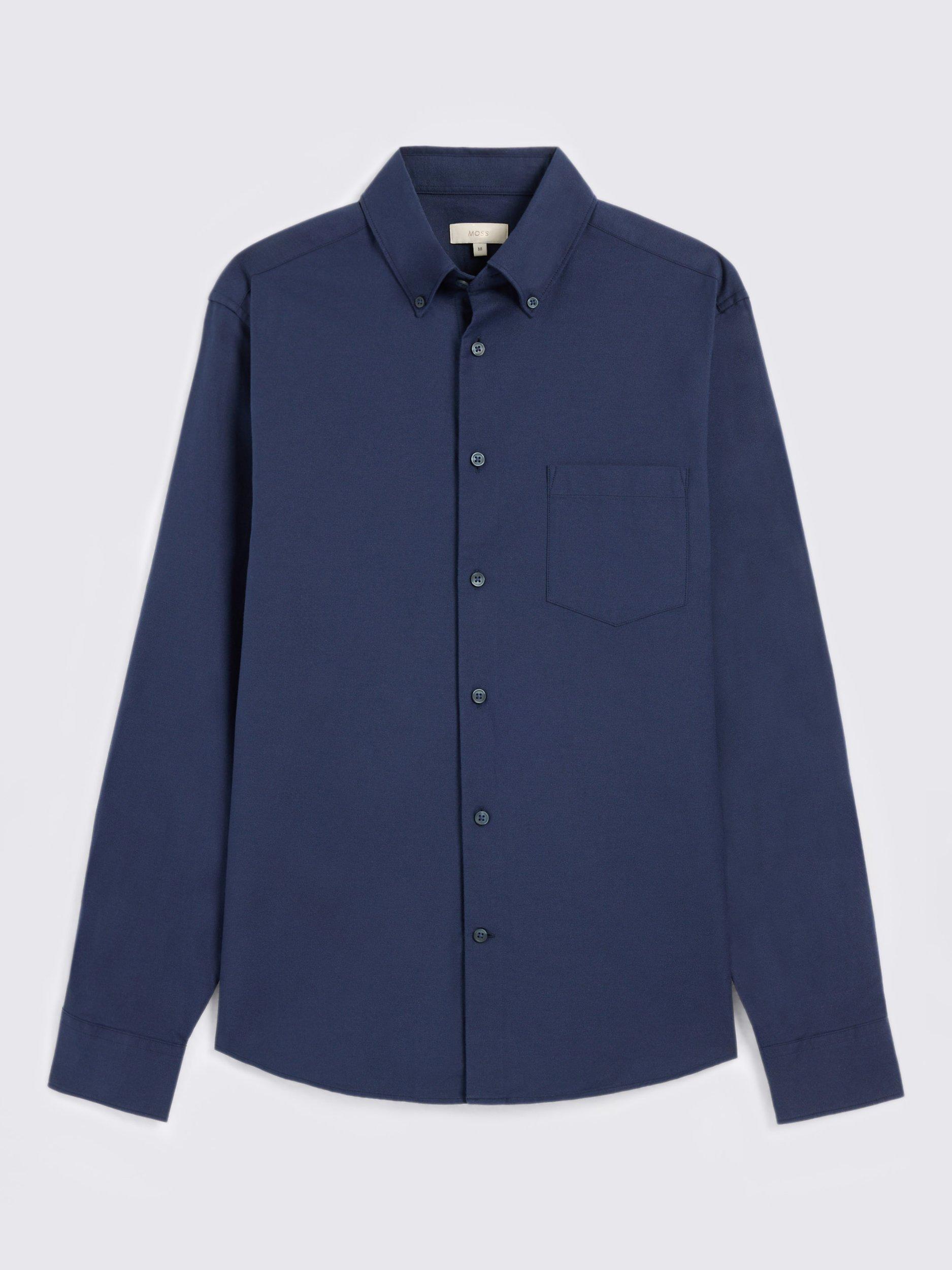 Product image 4 of 4, which shows Moss Cotton Regular Fit Oxford Shirt, Navy, S