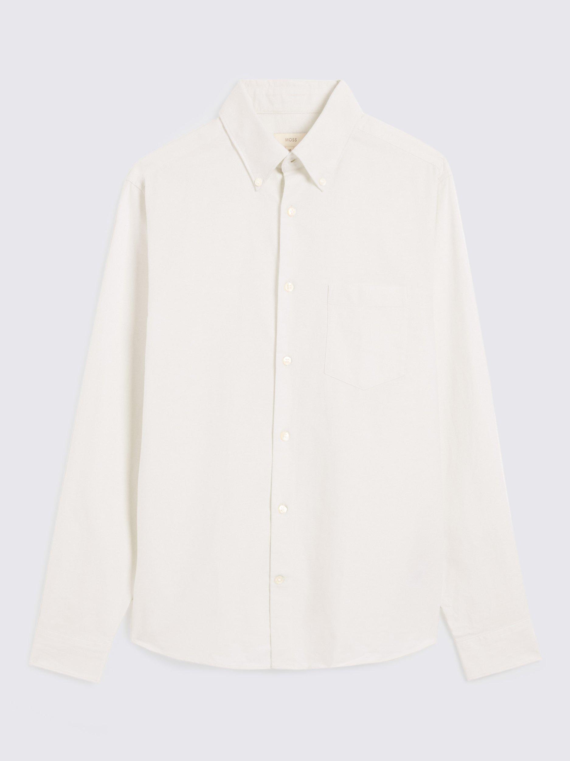 Product image 4 of 4, which shows Moss Cotton Regular Fit Oxford Shirt, Off White, S