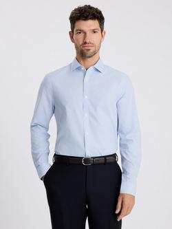Moss Non-Iron Cotton Regular Fit Stripe Shirt, Sky, Sky