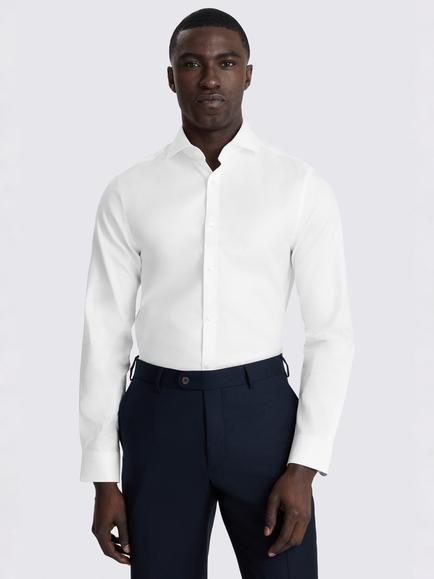 Moss Slim Fit Cotton Twill Shirt, White, White