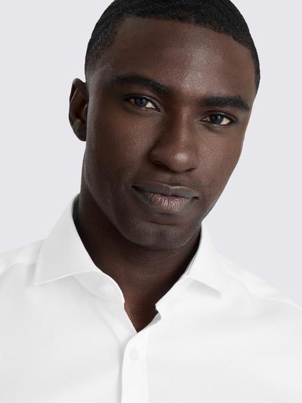 Moss Slim Fit Cotton Twill Shirt, White - view 2, White