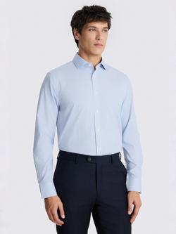 Moss Non-Iron Cotton Tailored Fit Stripe Shirt, Sky Blue, Sky Blue