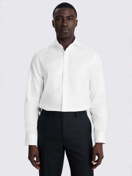 Moss Tailored Fit Cotton Twill Shirt, White, White