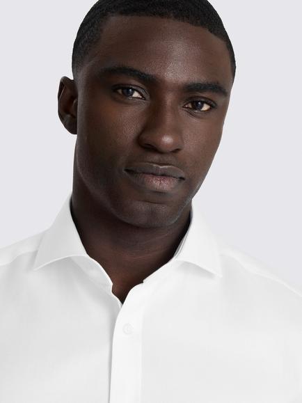 Moss Tailored Fit Cotton Twill Shirt, White - view 2, White