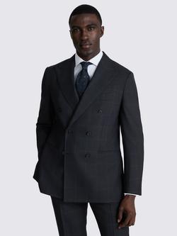 Moss Tailored Fit Check Wool Suit Jacket, Navy