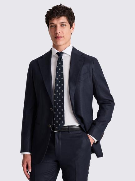 Moss Tailored Fit Italian Twill Linen Suit Jacket, Navy, Navy