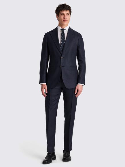 Moss Tailored Fit Italian Twill Linen Suit Jacket, Navy - view 2, Navy