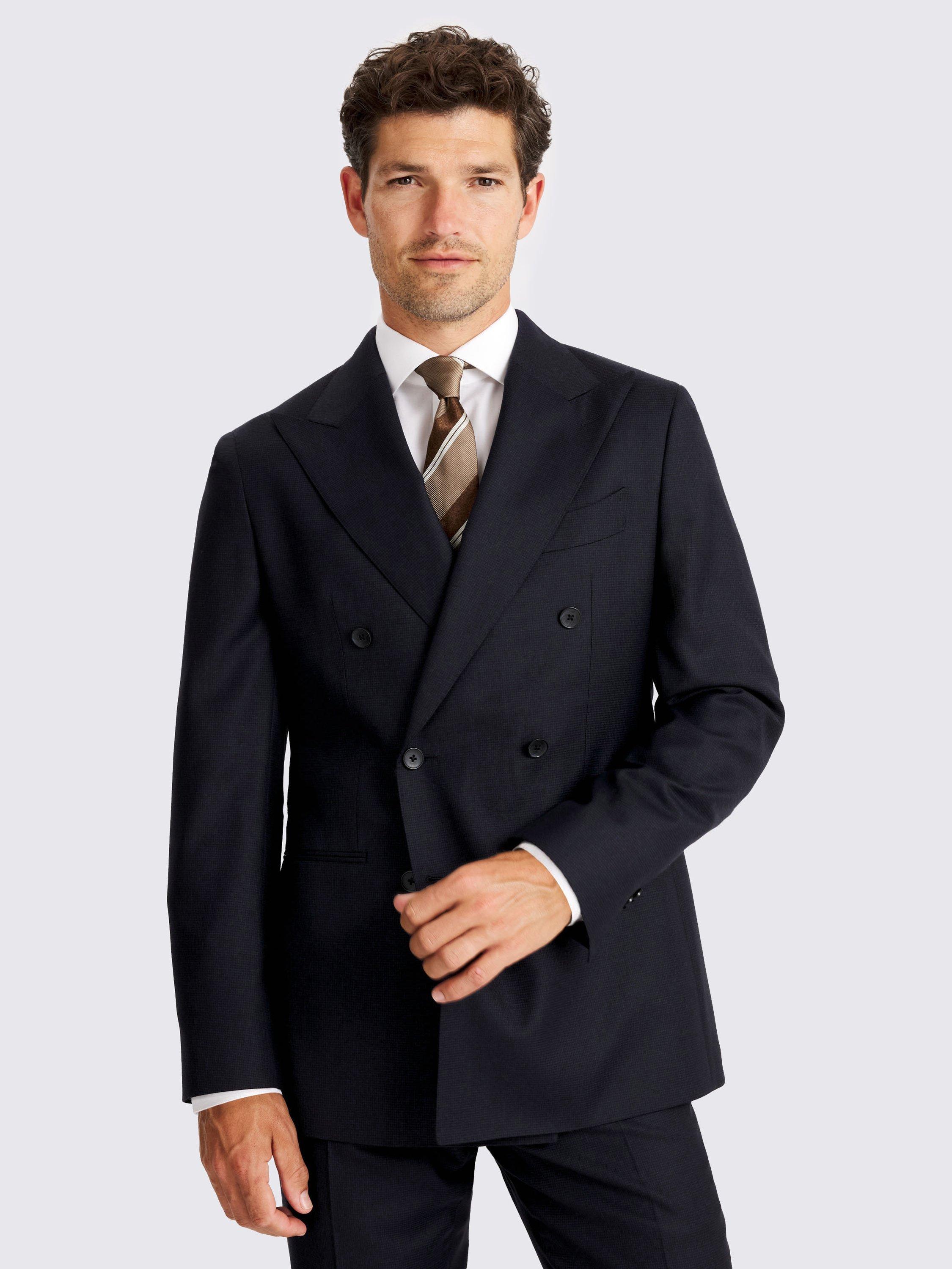 Product image 1 of 5, which shows Moss Tailored Fit Wool Puppytooth Suit Jacket, Navy, 36S
