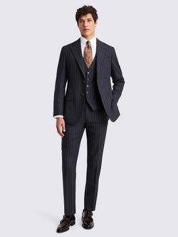 Moss Tailored Fit Italian Wool Pin Stripe Suit Jacket, Navy - view 2, Navy