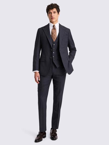 Moss Tailored Fit Italian Wool Stripe Suit Jacket, Navy - view 2, Navy