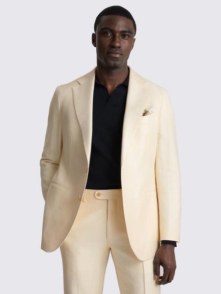 Moss Tailored Fit Italian Twill Silk Blend Suit Jacket, Off White, Off White