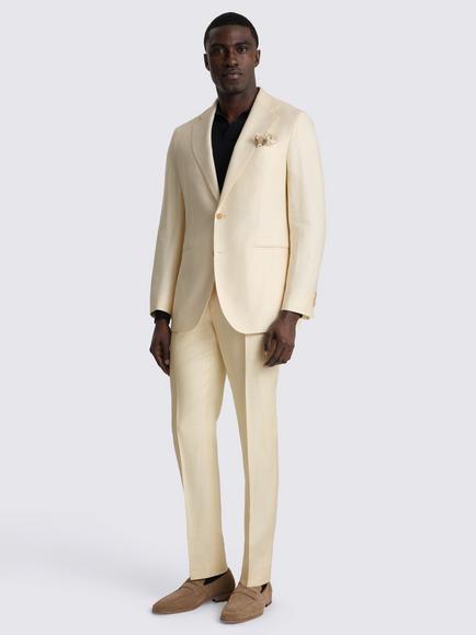 Moss Tailored Fit Italian Twill Silk Blend Suit Jacket, Off White - view 2, Off White