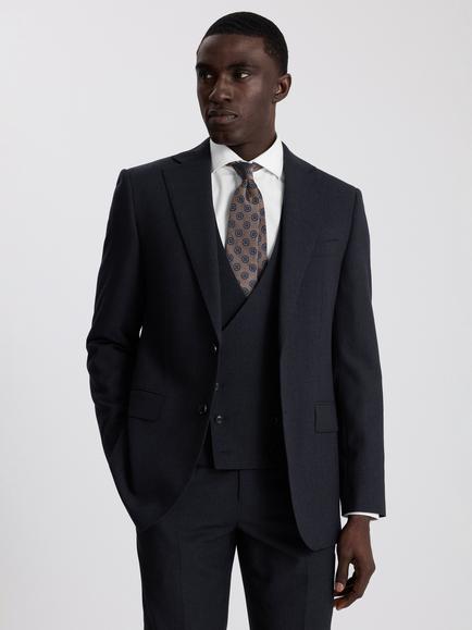 Moss Regular Fit Wool Puppytooth Suit Jacket, Navy