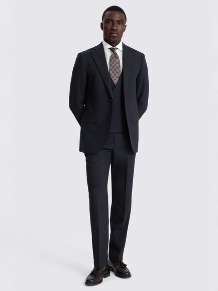 Moss Regular Fit Wool Puppytooth Suit Jacket - view 2, Navy