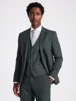 Moss Slim Fit Puppytooth Suit Jacket, Dark Green, Dark Green