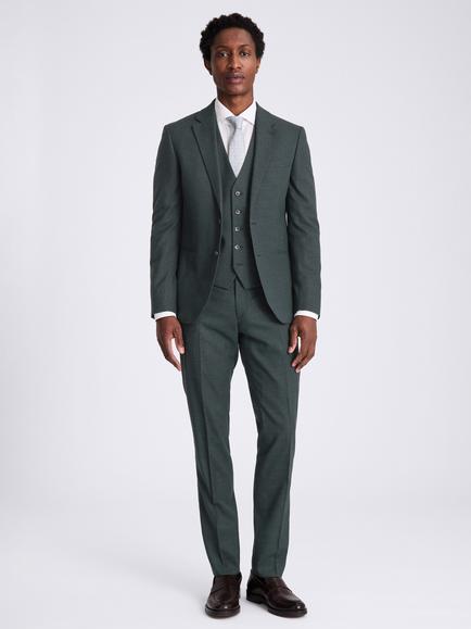 Moss Slim Fit Puppytooth Suit Jacket, Dark Green - view 2, Dark Green