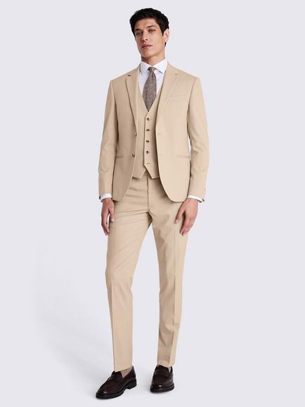 Moss Slim Fit Stretch Fabric Suit Jacket, Taupe - view 2, Taupe