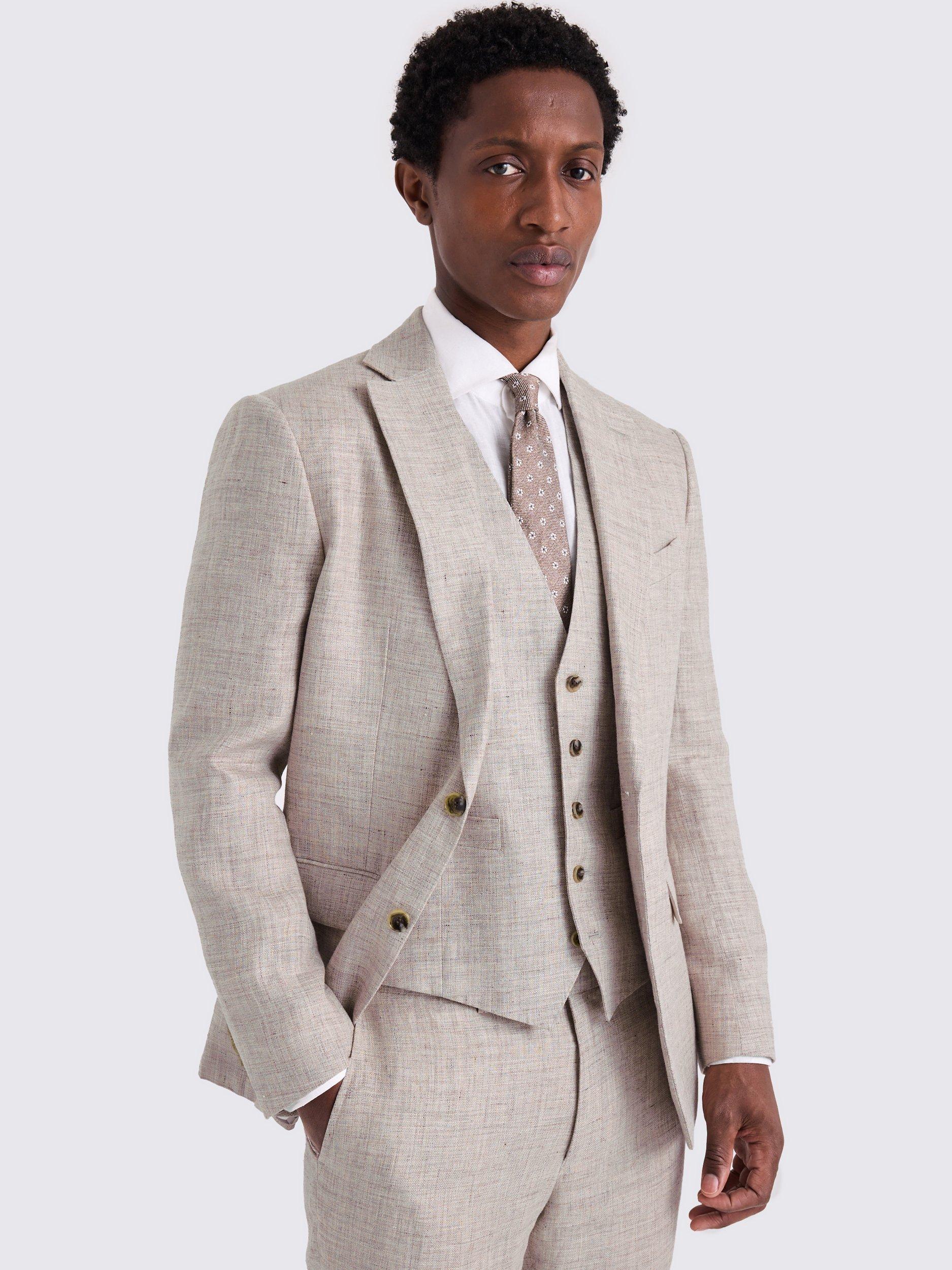 Product image 1 of 7, which shows Moss Tailored Fit Linen Suit Jacket, Oatmeal, 34S