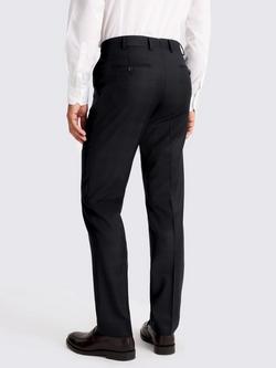Moss Italian Tailored Fit Check Suit Trousers, Navy - view 2, Navy